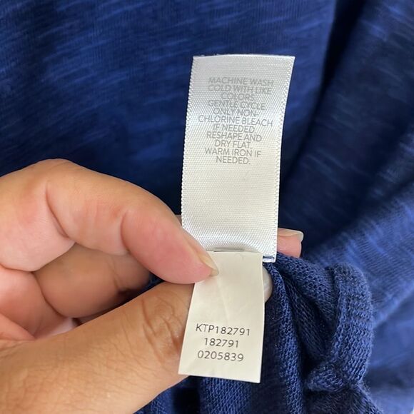 J Jill Ruffle Sleeve Top Linen Cotton Blend Blue Sz Large - Picture 8 of 10